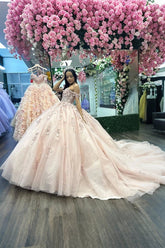 Kennedy | Slay Your Sweet 16 in Breathtaking Champagne Quince Dresses - Champagne - PromDressClub